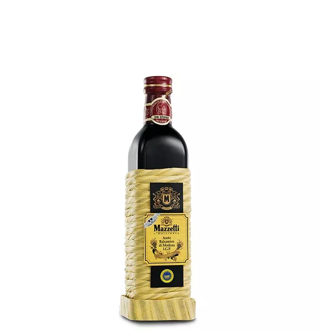 Mazzetti Balsamic Vinegar 2 leaf Rating, Rattan Wrapped Bottle, 16.09 fl oz | 500 ml