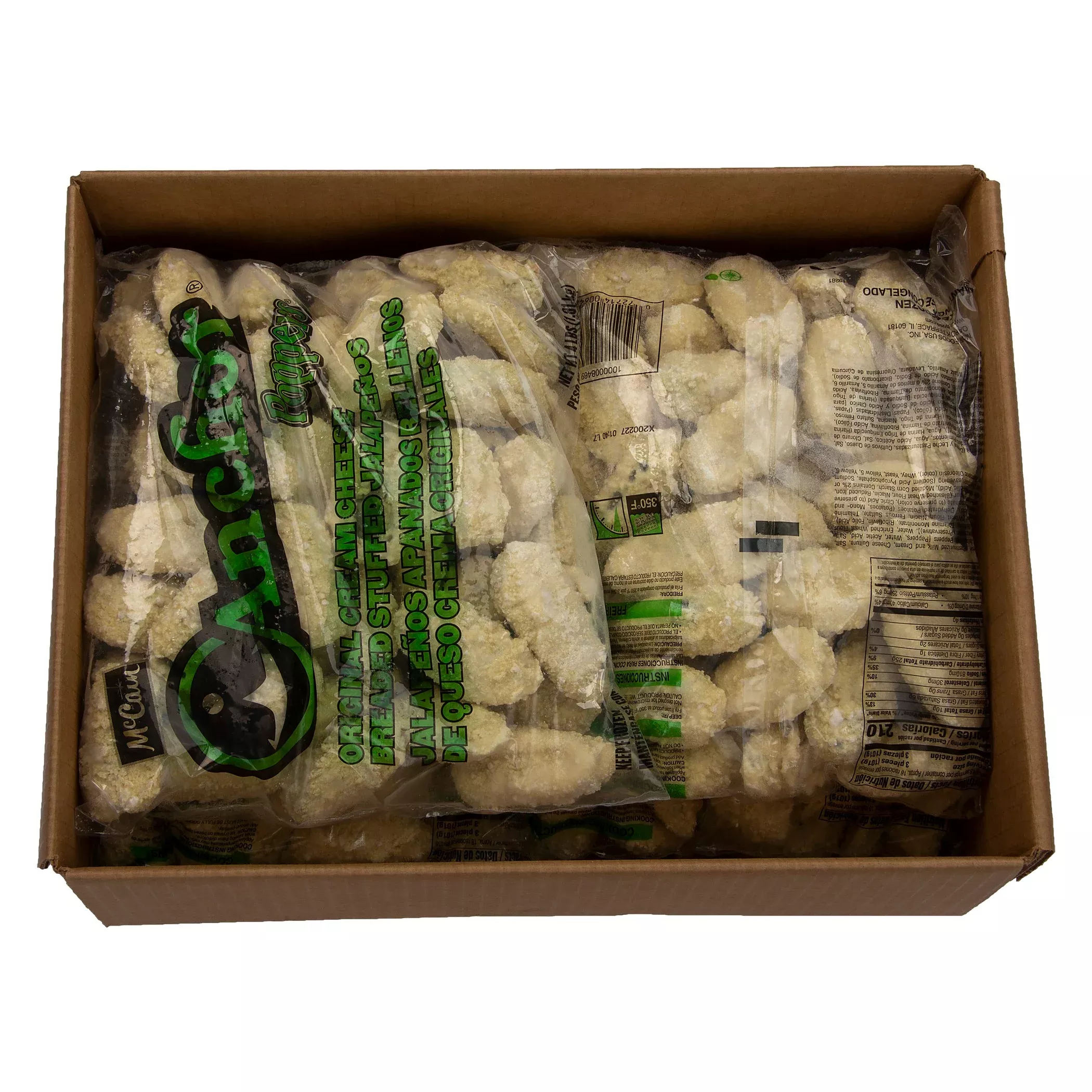 Mccain Original Cream Cheese Breaded Stuffed Jalapenos Apanados Rellenos Dequeso Crem 4 Pound Each - 4 Per Case