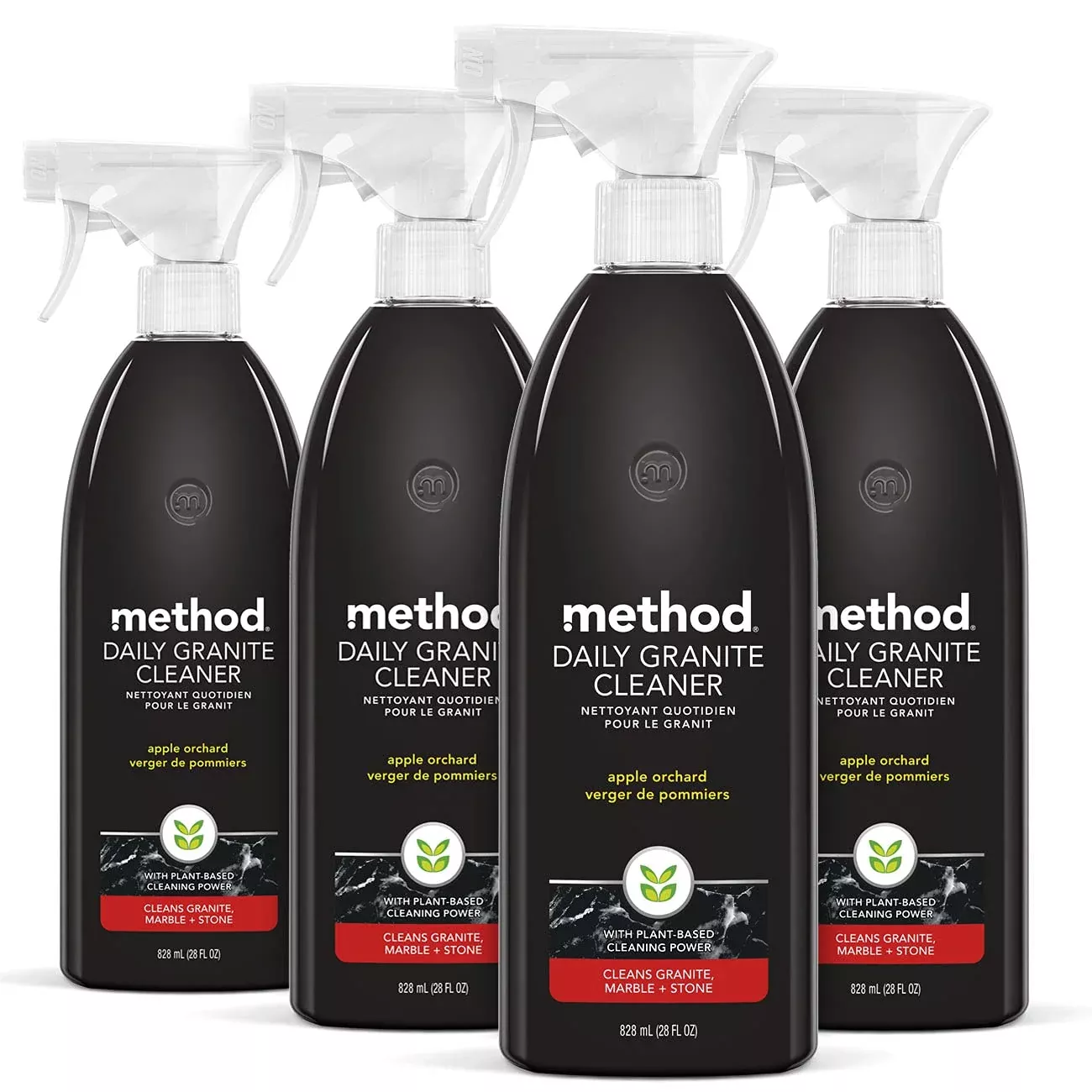 Method Daily Granite Cleaner Spray, Apple Orchard, Plant-Based Cleaning Agent For Granite, Marble, And Other Sealed Stone, 28 Oz Spray Bottles (Pack Of 4)