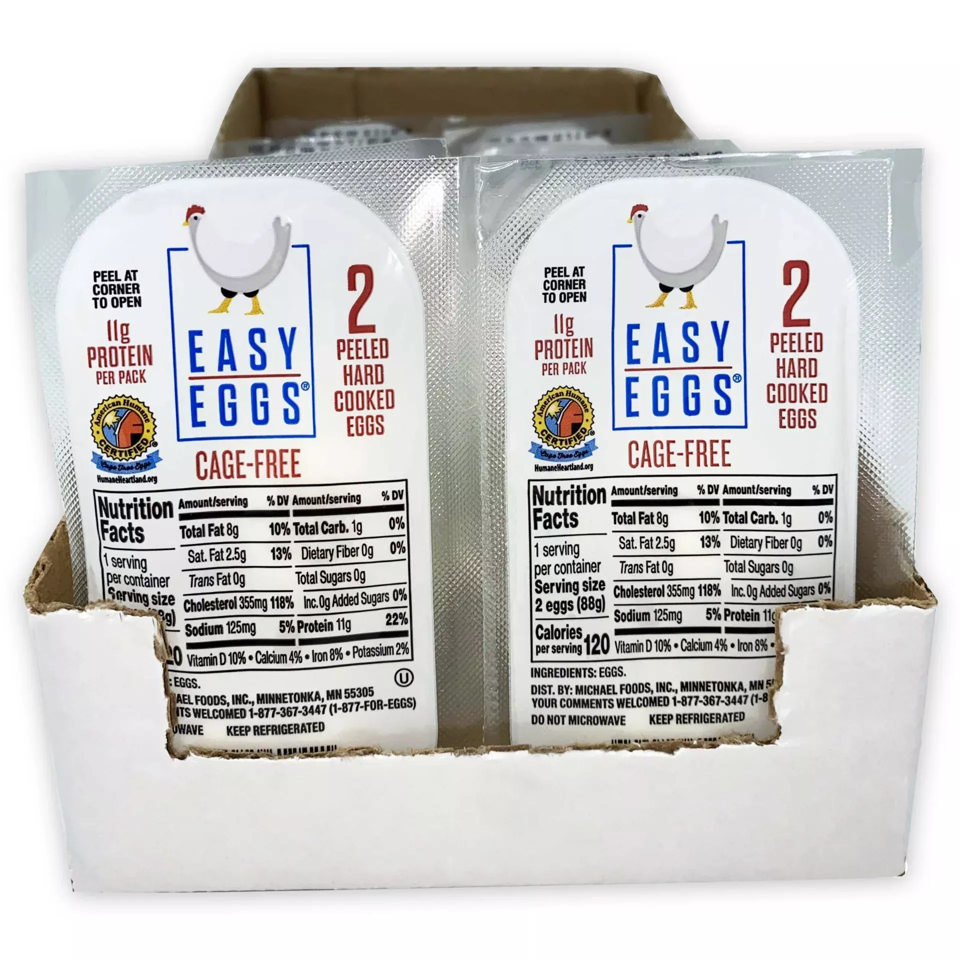 Michael Foods - Refrigerated Certified Cage Free Hard Cooked Eggs Dry Pack 2 Count Packs - 14 Per Case