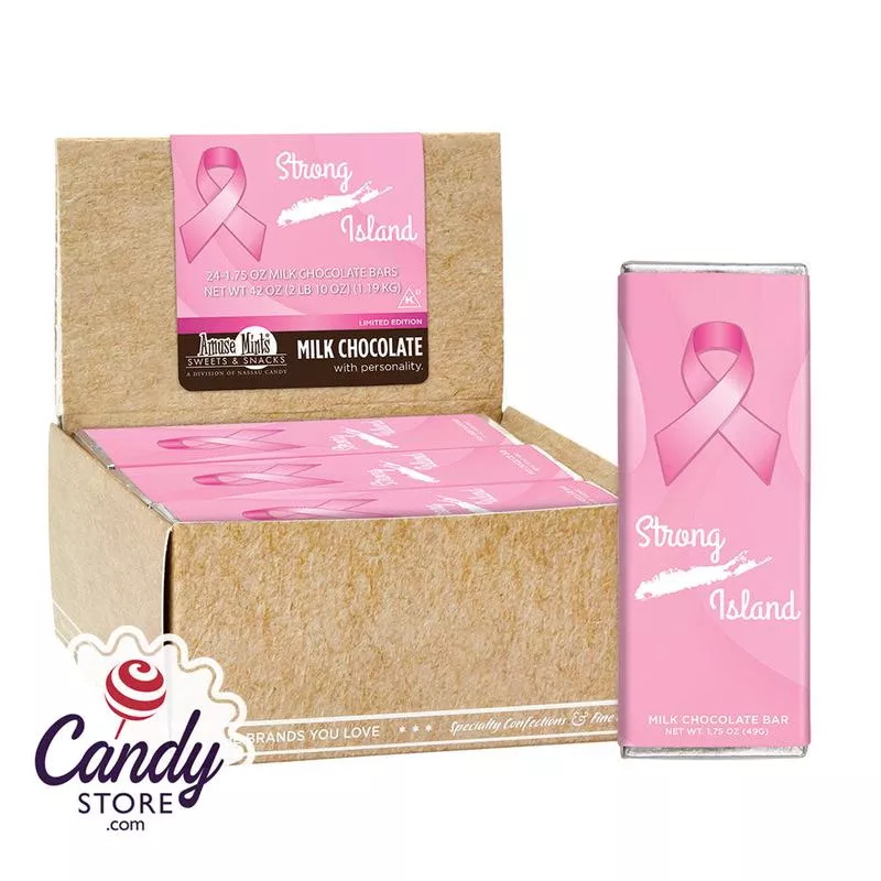 Milk Chocolate Bar Breast Cancer Awareness Strong Island 1.75oz – 24ct