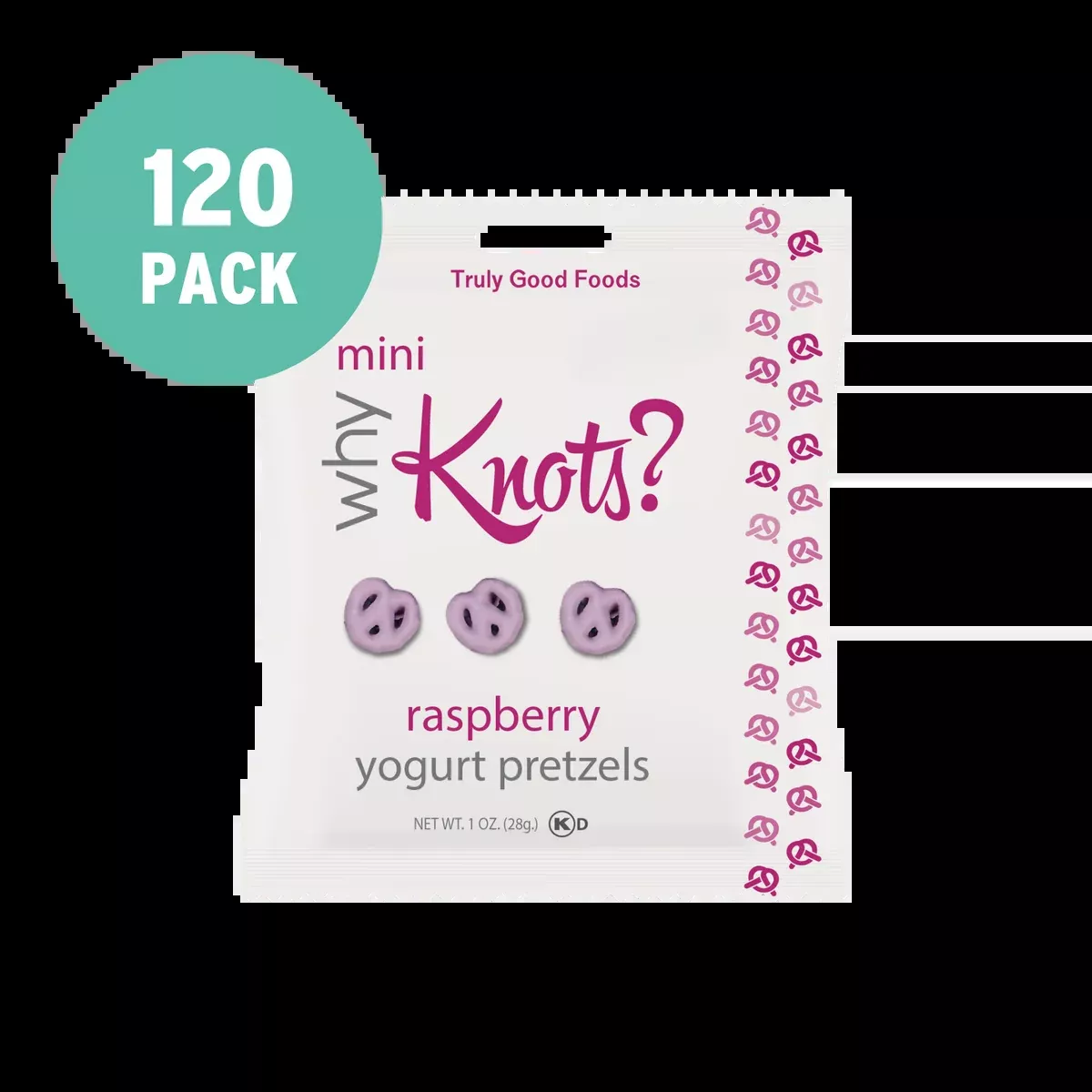 Mini Raspberry Yogurt Pretzels – 120 pack, 1.5oz mini snack bags