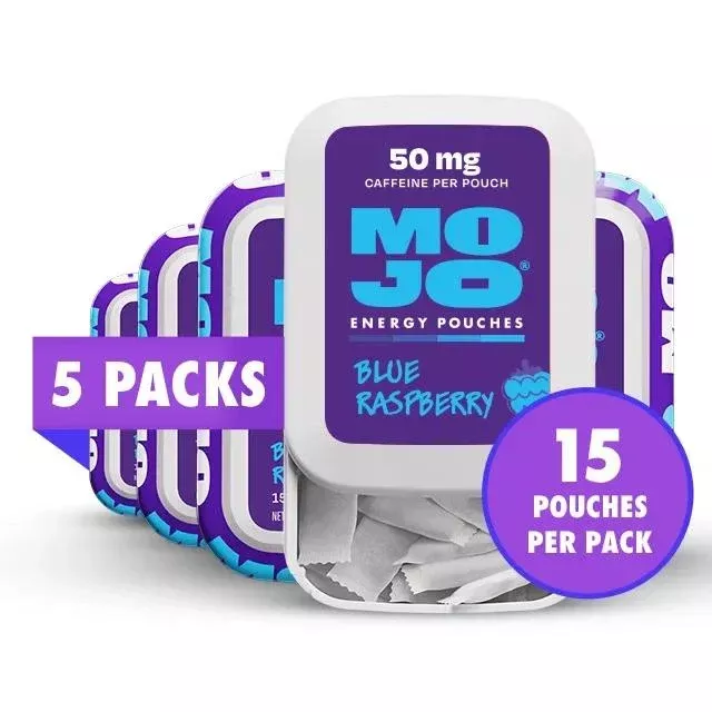 Mojo Blue Raspberry Energy Pouches – 50mg, 5-Pack