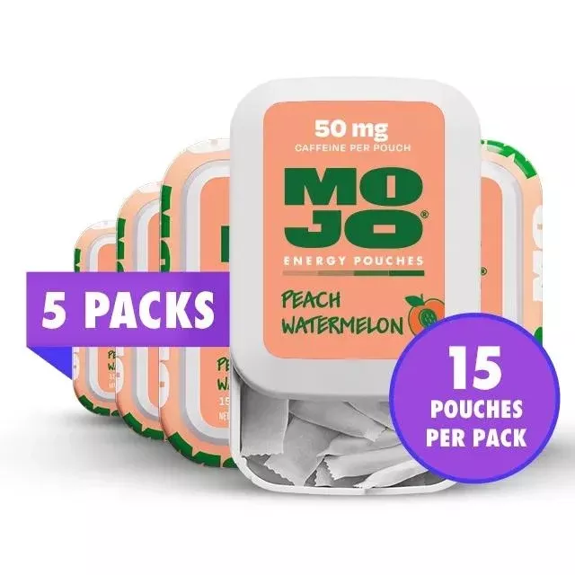 Mojo Peach Watermelon Energy Pouches – 50mg, 5-Pack