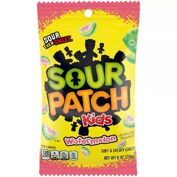 Mondelez Retail Sour Patch Watermelon Peg Bg 8 Ounce Size - 12 Per Case