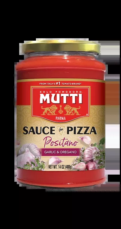 Mutti Sauce for Pizza Positano, Garlic & Oregano, 14 oz | 400g