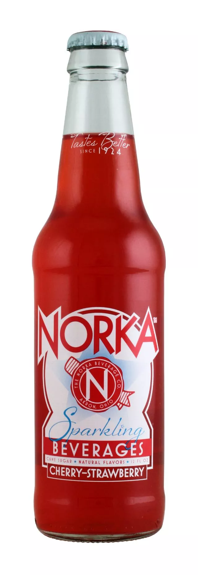 Norka Cherry-Strawberry Soda, 12oz Glass Bottle - 2 Bottles