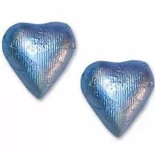 Pastel Blue Chocolate Foil Hearts 10LB Bulk