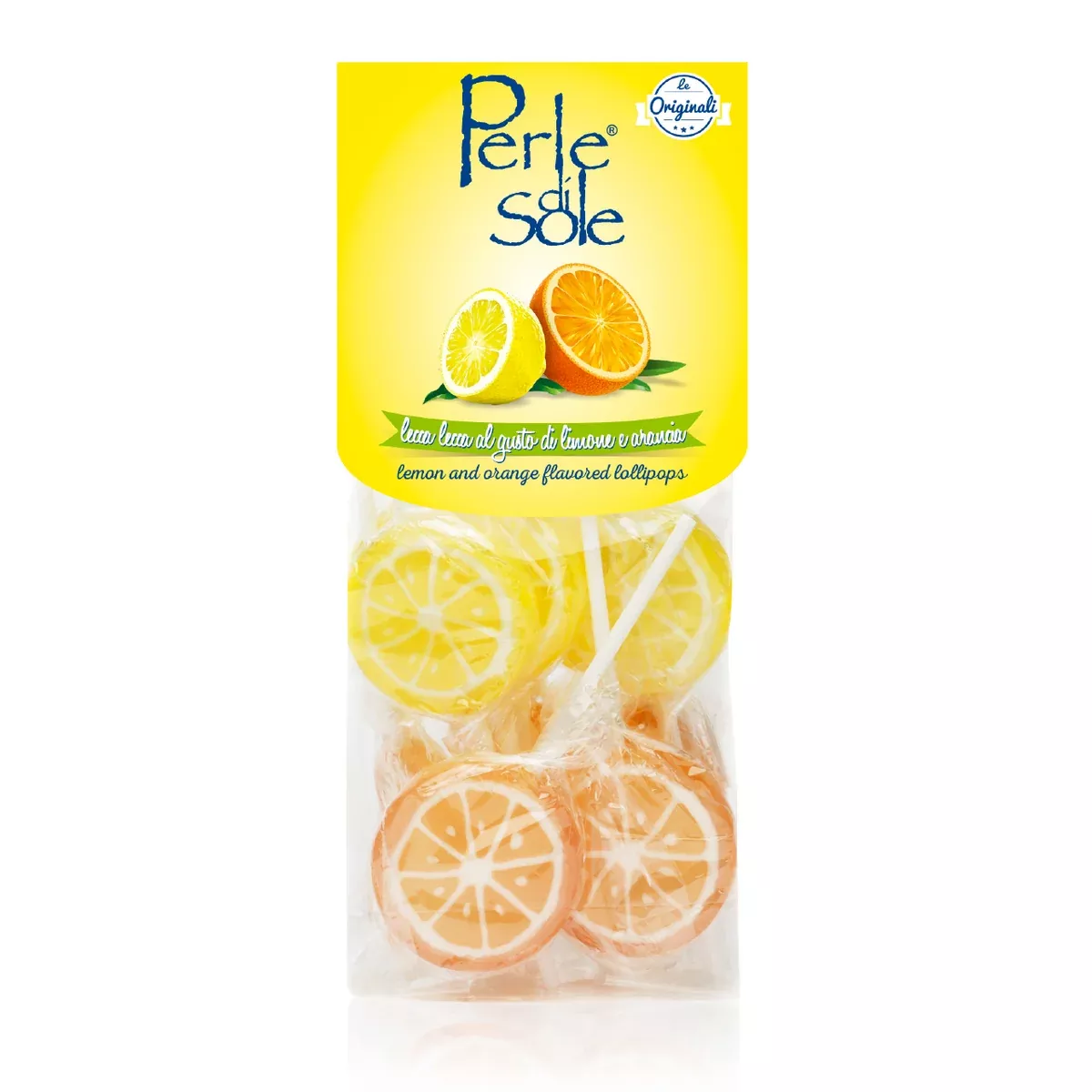 Perle di Sole Assorted Lemon and Orange Lollipops, 4.94 oz. - 140g