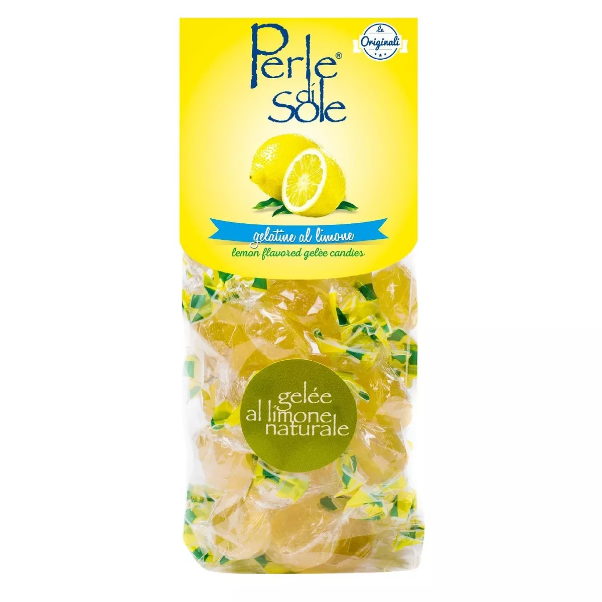 Perle di Sole Lemon Flavored Gelèe Candies, 3.52 oz. Bag - 100g