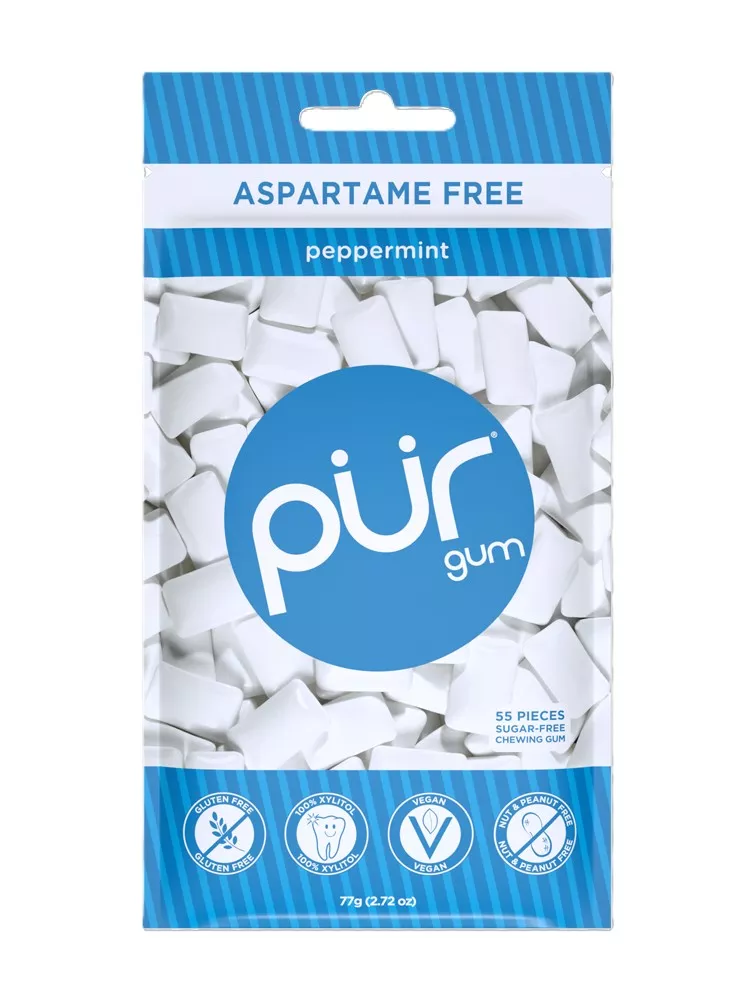 PUR Gum, Peppermint, 55pc Bag - 2.72oz