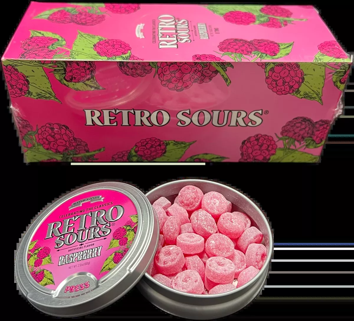 Retro Sours 2.12oz Tin Raspberry