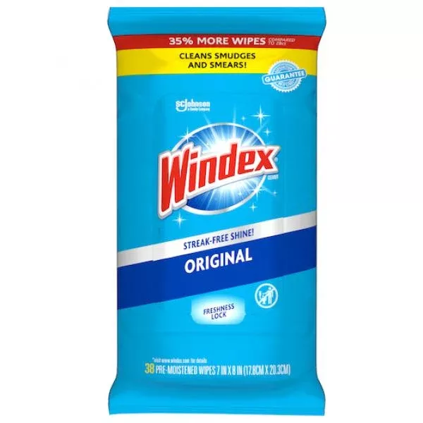 S.c. Johnson Consumer Windex Original Glass Cleaning Wipes 38 Count Packs - 12 Per Case