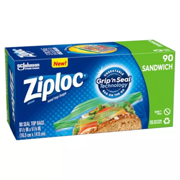S.c. Johnson Consumer Ziploc Sandwich Bag 90 Count Packs - 12 Per Case