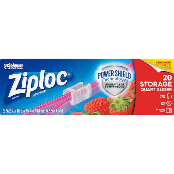 S.c. Johnson Consumer Ziploc Slider Quart Storage Bag 20 Count Packs - 12 Per Case