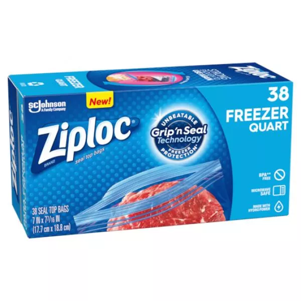 S.c. Johnson Consumer Ziploc Value Pack Quart Freezer Bag 9 - 38 Cnt - 38 Count - 9 Per Case