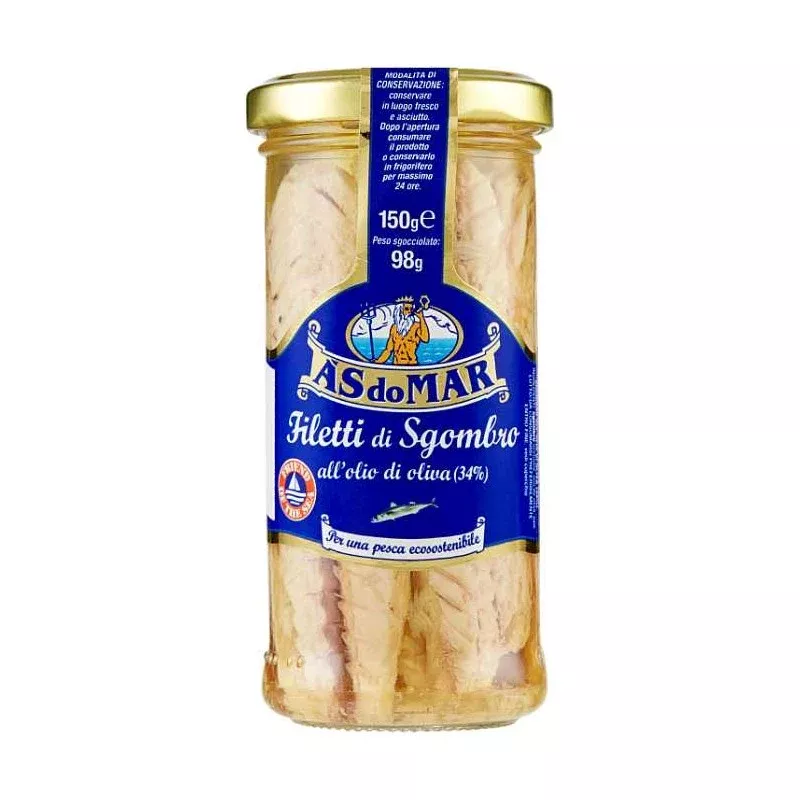 A'S do Mar Mackerel Fillets in Olive Oil, 5.29 oz | 150g