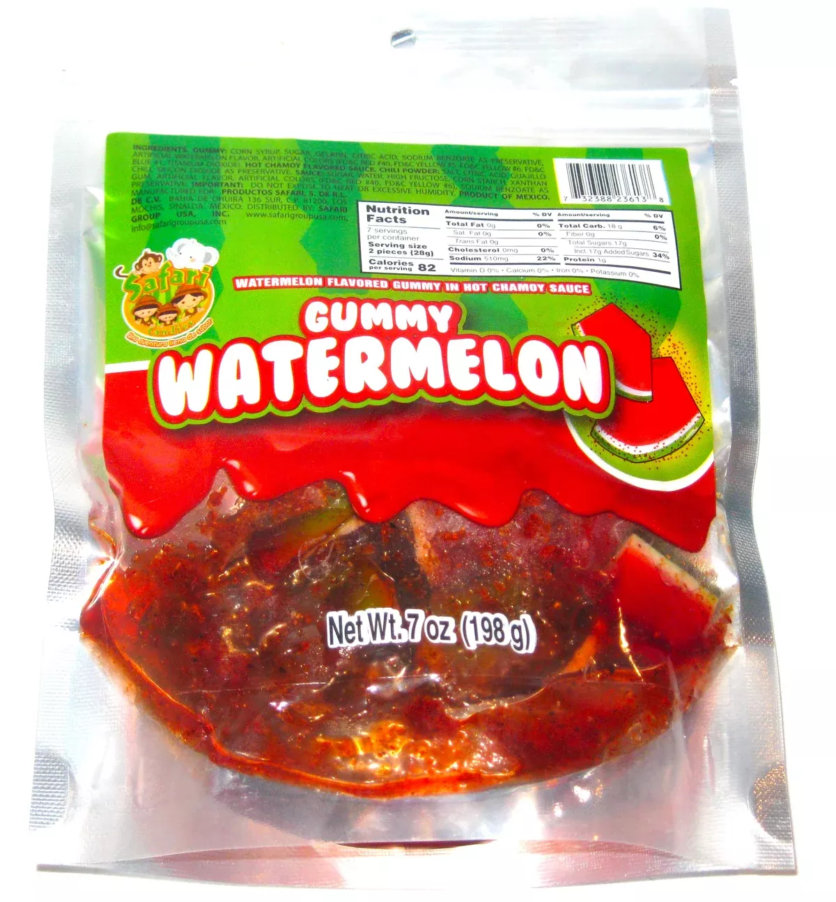 Safari Chamoy Covered Gummy Watermelons 7oz Bag