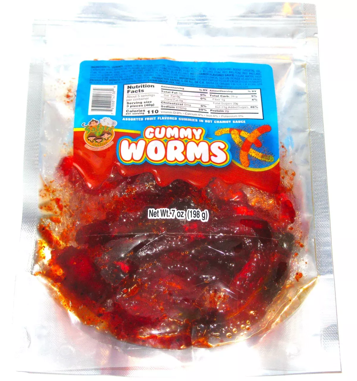 Safari Chamoy Covered Gummy Worms 7oz Bag
