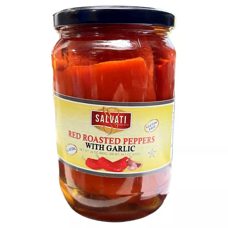 Salvati Roasted Red Peppers with Garlic, 24 oz| 680g