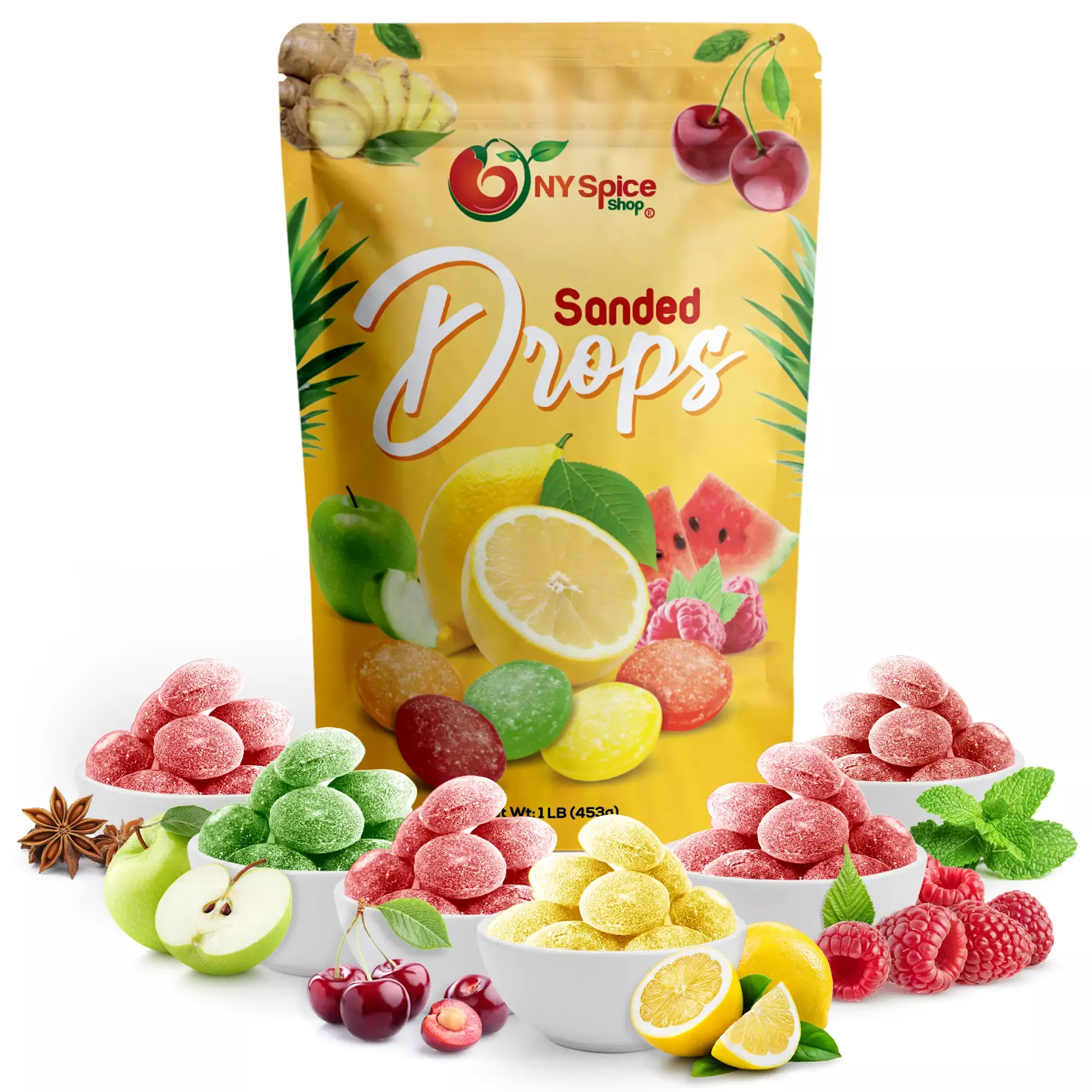 Sanded Assorted Fruit Drops - Old Fashioned Hard Candy