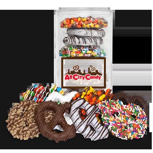 Signature Assorted Hand Dipped Pretzel Twists 12 pc. Canister