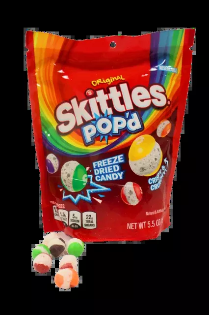 Skittles 5.5oz Bag Pop'd Freeze Dried Original Flavor