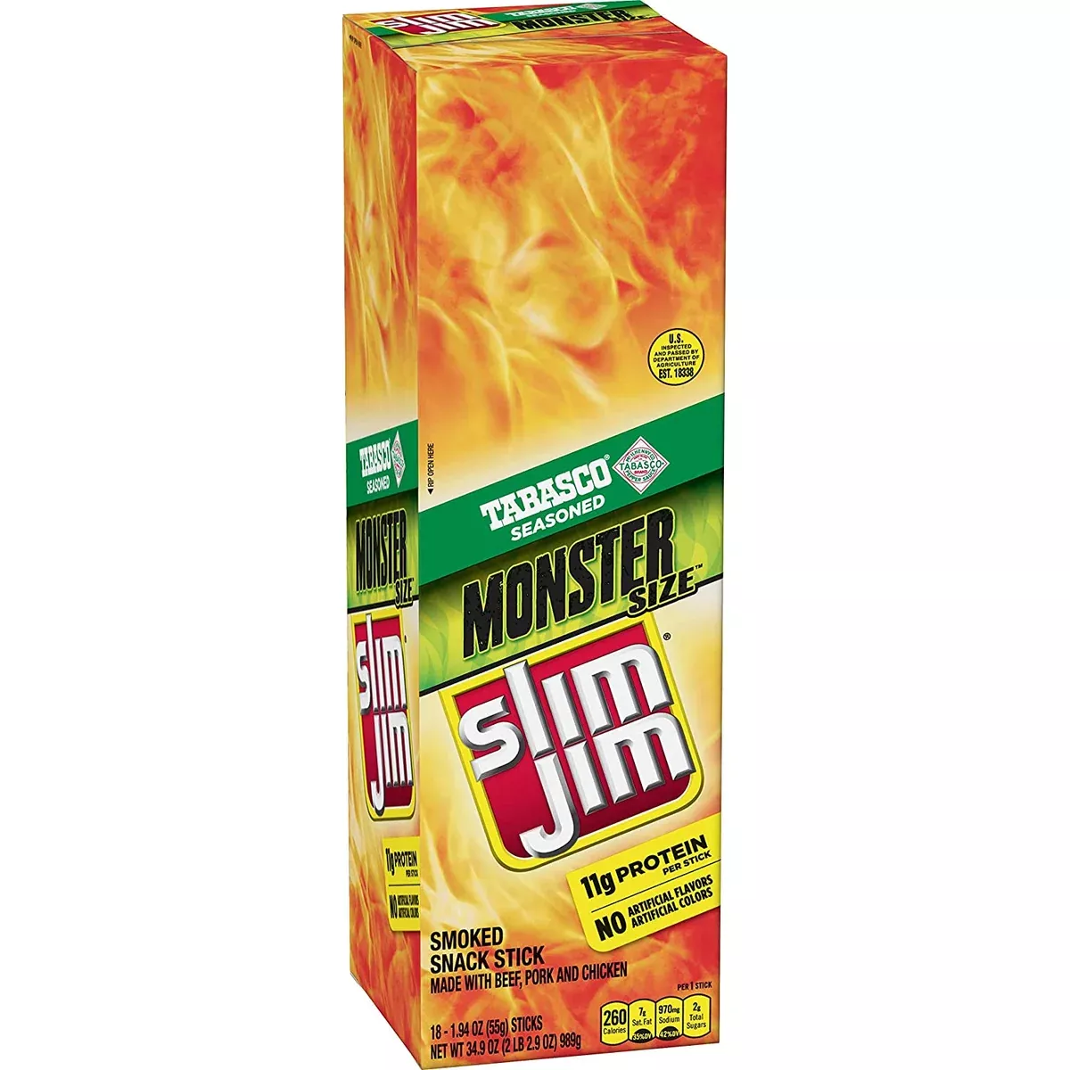 Slim Jim Jim Monster Tabasco 18 Per Box