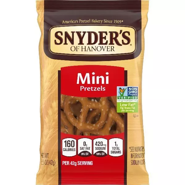 Snyder's of Hanover Mini Pretzels Snack 1.5 Ounce Size - 60 Per Case