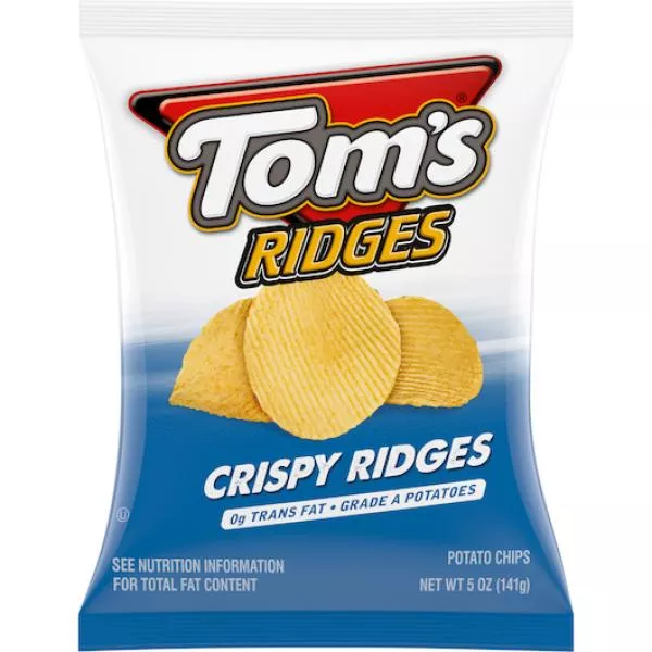 Snyder's Of Hanover Tom's Potato Chips Crispy Ridges Bag 5 Ounce Size - 9 Per Case
