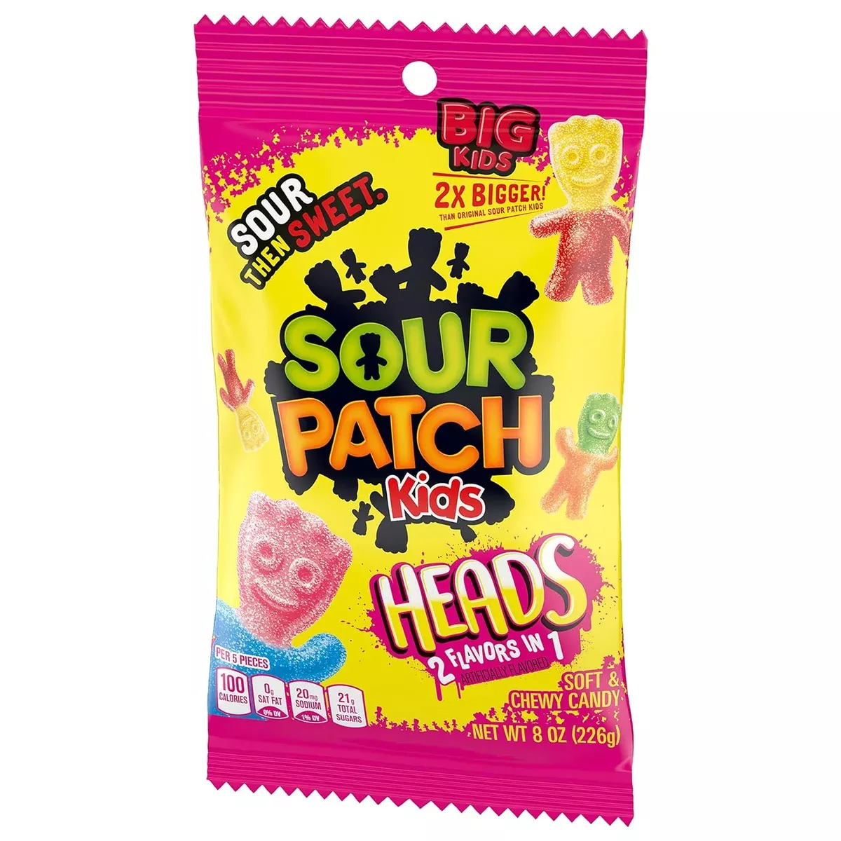 Sour Patch Kids Heads Peg Bag 8 oz Single Bag