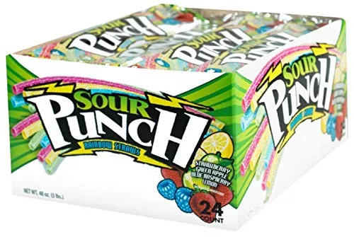 Sour Punch Punch Straws Rainbow 24 Per Box