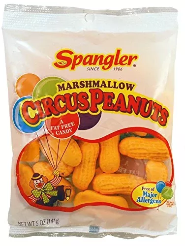 Spangler Marshmallow Circus Peanuts Peg Bag 5 oz Bag