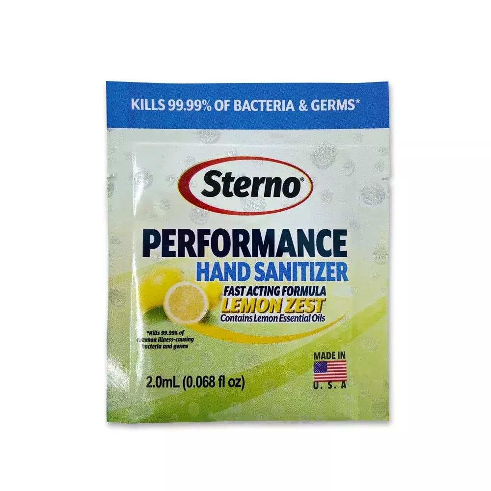 Sterno Products Hand Sanitizer Performance Single Use Packets 2000 Each - 1 Per Case
