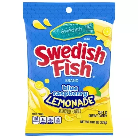 Swedish Fish Blue Rasp Lemon 8 oz Single Bag
