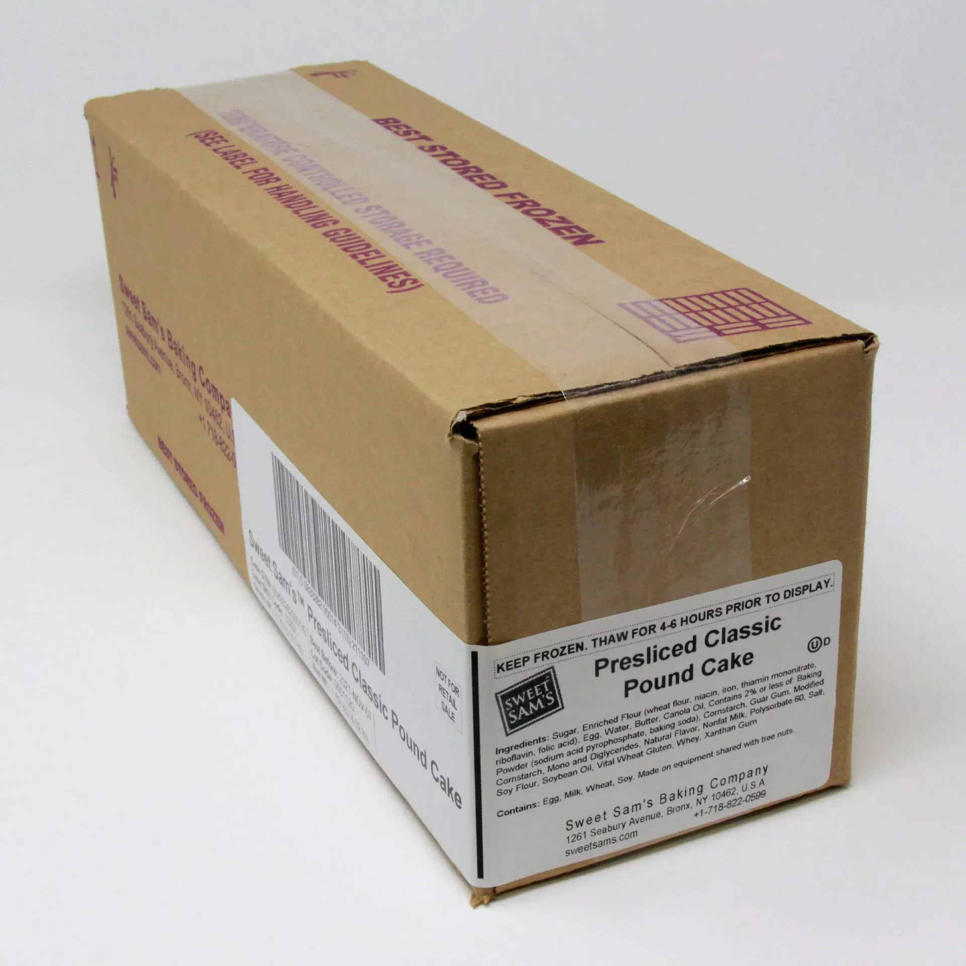 Sweet Sam's Pound Cake Presliced Classic 16 Each - 1 Per Case