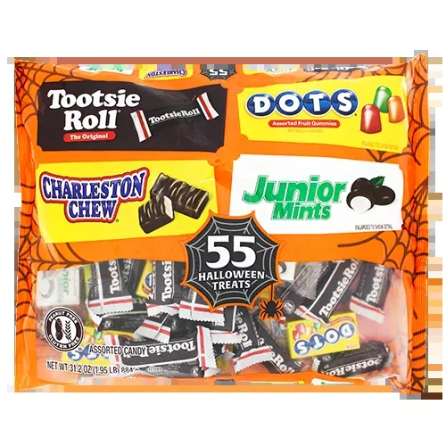 Tootsie Assorted Tootsie Roll Dots Charleston Chew and Junior Mint 55 Count Halloween Bag