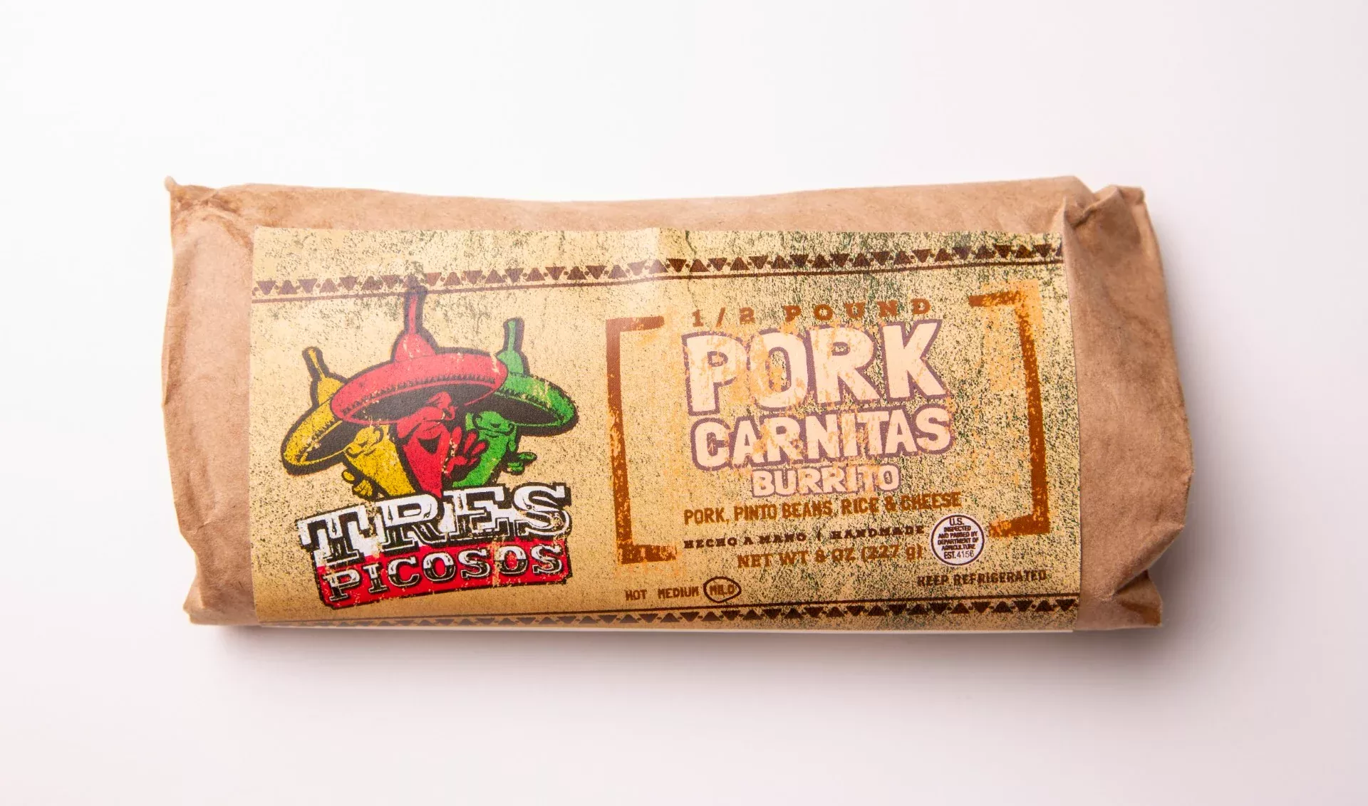 Tres Picosos Pork Carnitas Burrito 1 Each - 12 Per Case