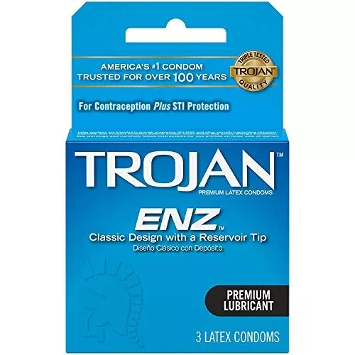 TROJAN Condom Enz Lubricated 3s 6 Per Package