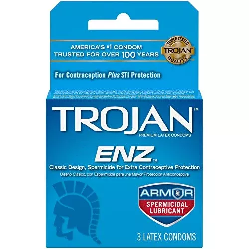 TROJAN Condom Enz Spermicide 3s 6 Per Package