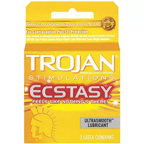 TROJAN Condom Ribbed Ecstasy 3s 6 Per Package