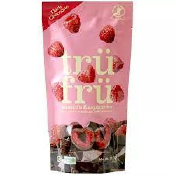 Tru Fru Hyper Dried Grab & Go Hyper Dried Real Raspberry in Dark Chocolate 2.1 Ounce Size - 12 Per Case