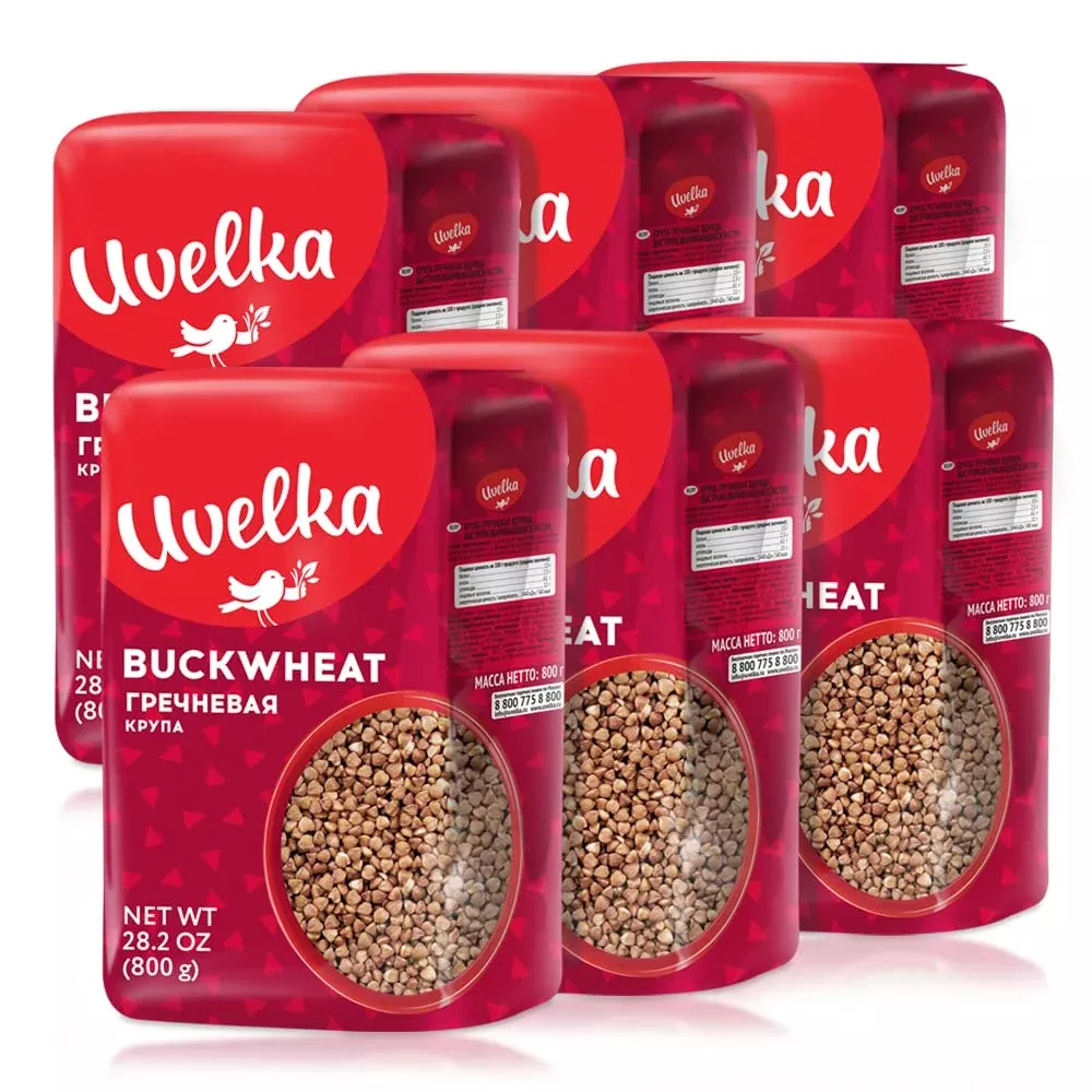 Uvelka Buckwheat Groats 800 Gram, Pack Of 6
