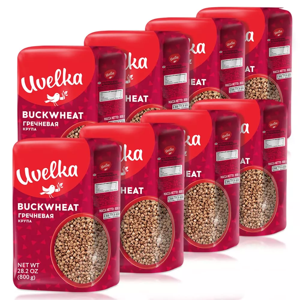 Uvelka Buckwheat Groats 800 Gram, Pack Of 8