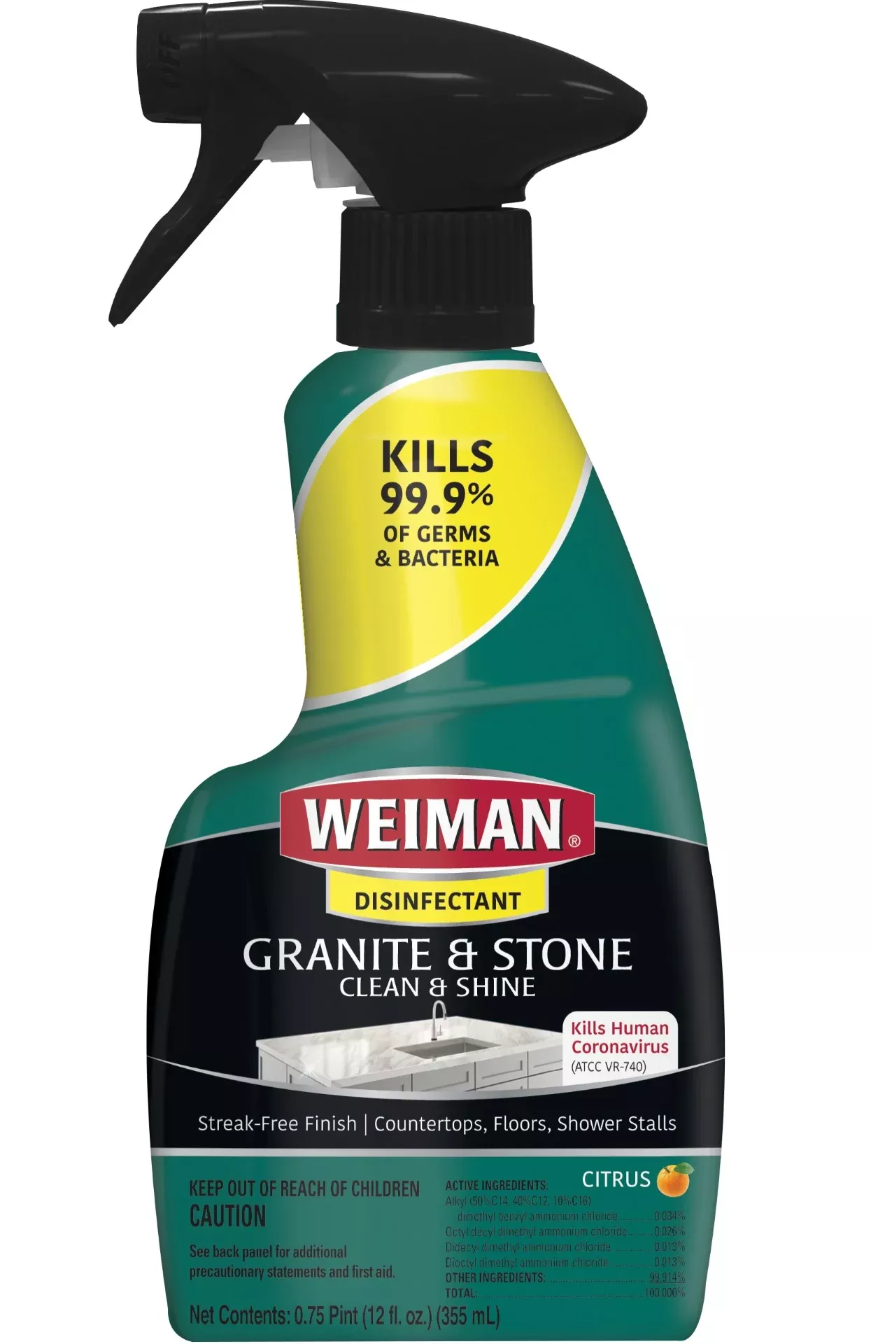 Weiman Products Granite Clean & Polish Trigger 12 Fluid Ounce - 6 Per Case