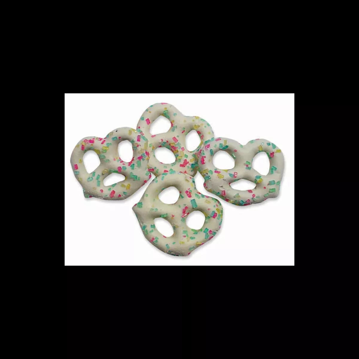 White Chocolate Mini Pretzels with Rainbow Nonpareils