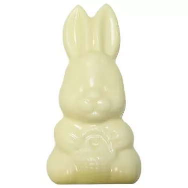 White Chocolate Solid Bunny with Basket - 6 oz