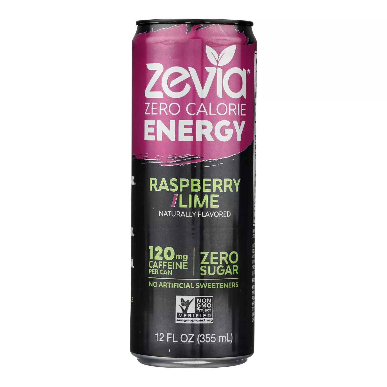 Zevia Zero Calorie Energy Drink - Raspberry/Lime - Case of 12 - 12 fl Ounce