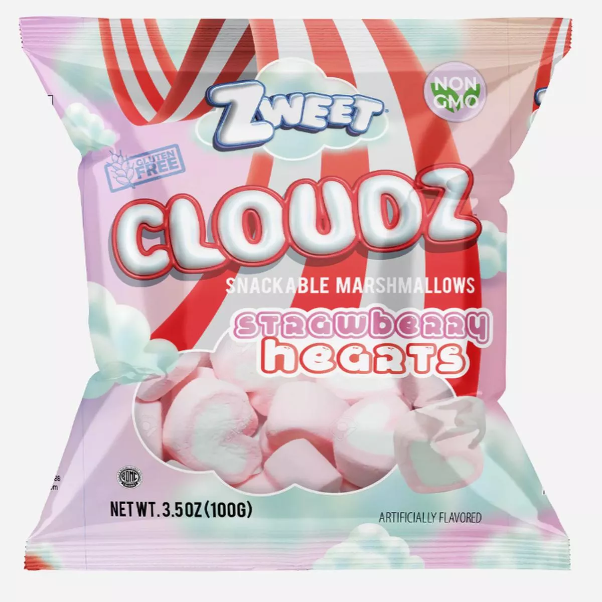 Zweet Cloudz Strawberry Hearts Marshmallows 3.5oz